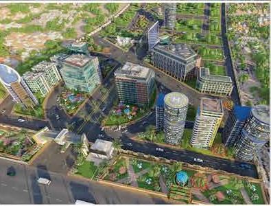 Commercial district aerial render