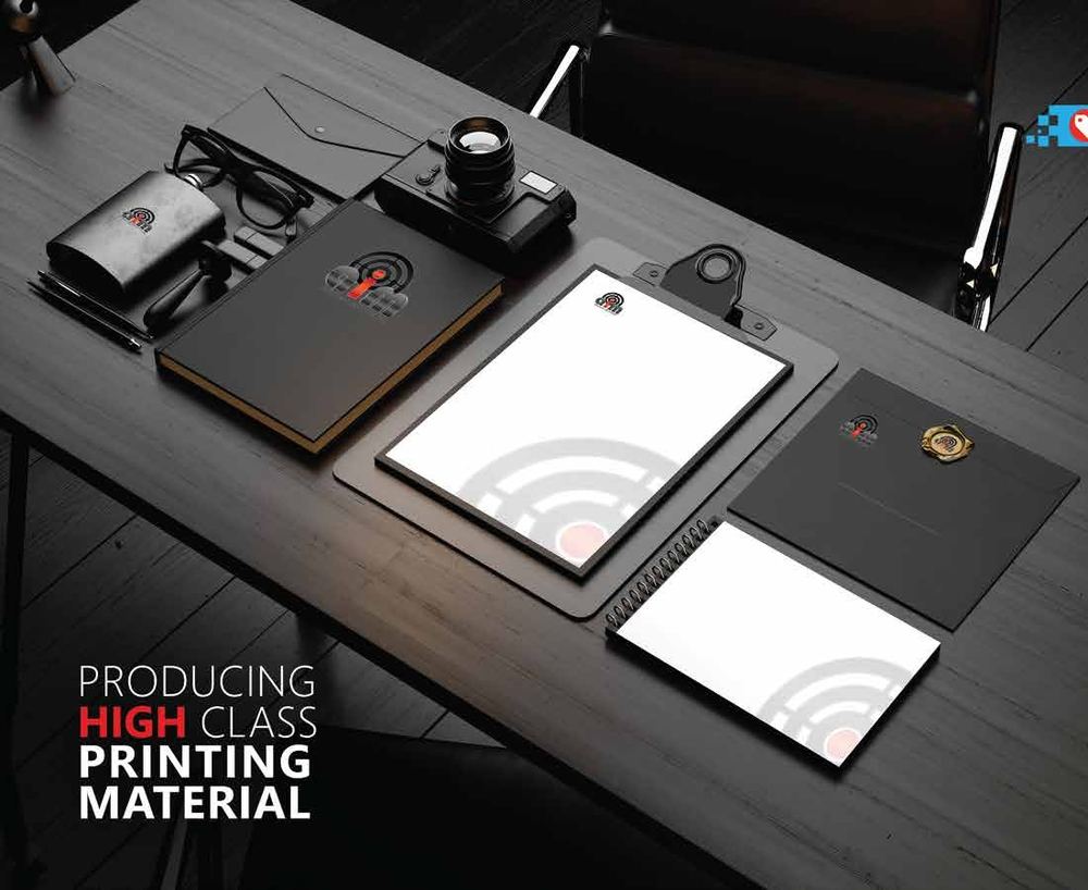 Corporate stationery on a desk